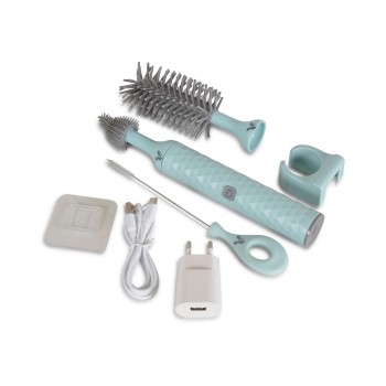 Electric wireless baby bottle and teat brush blue