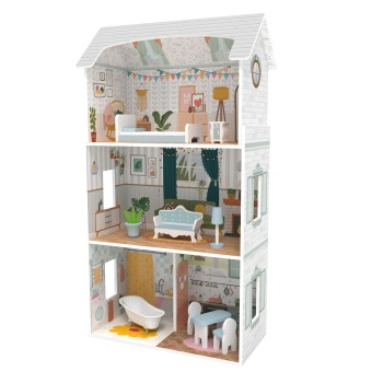 Wooden Doll House (9 furniture) - 8211