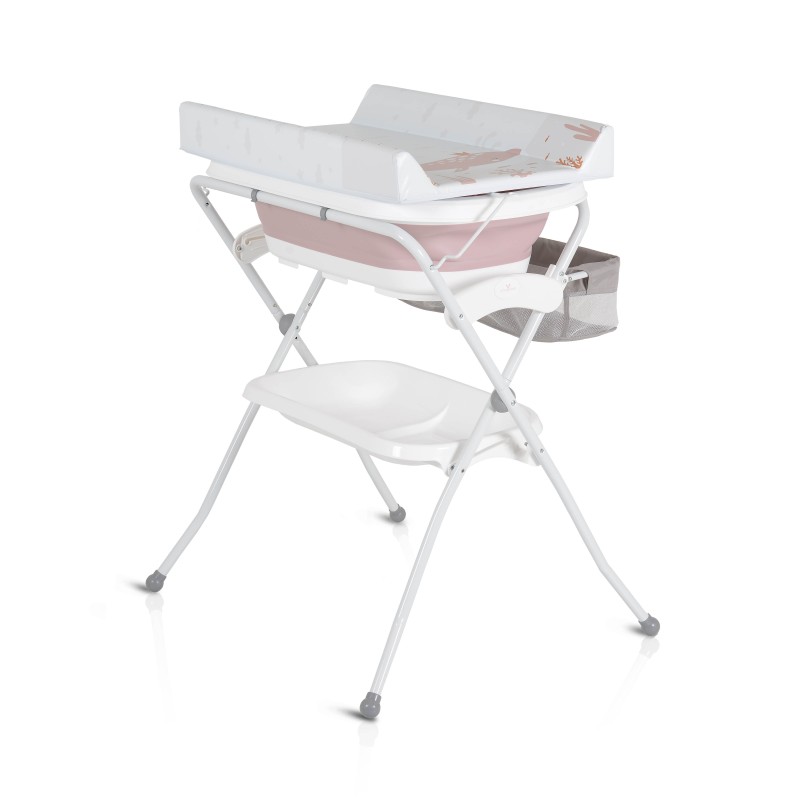 Baby foldable bathtub with stand and changing table Como Pink