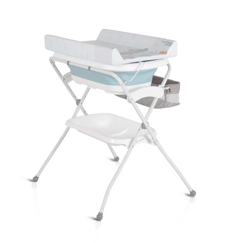 Baby foldable bathtub with stand and changing table Como Blue