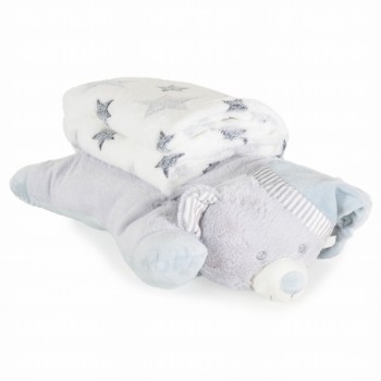 Baby Blanket 90/75 cm with a pillow Sleepy bear grey