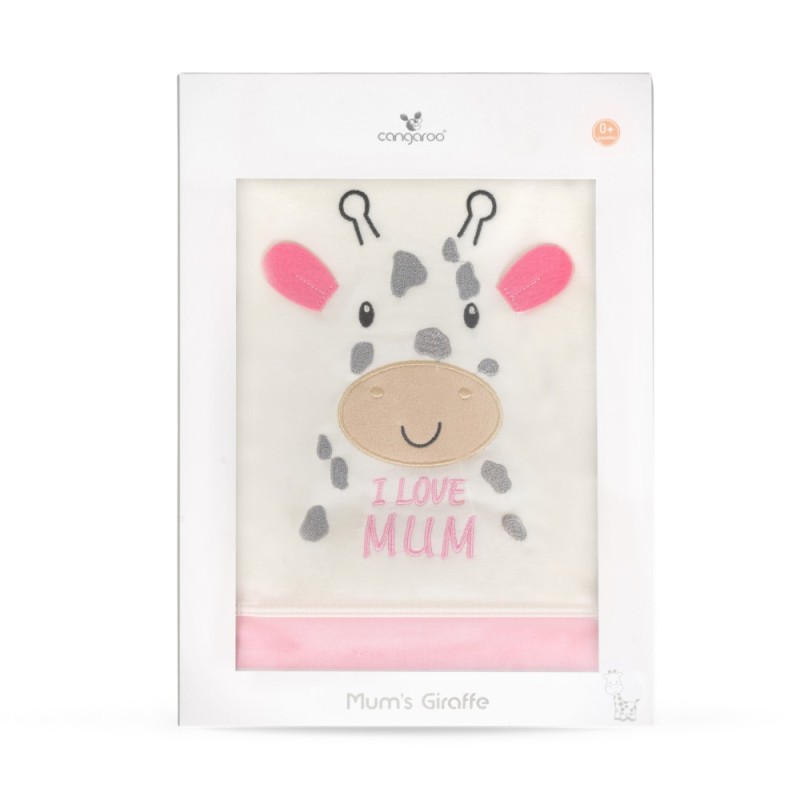 Baby blanket 90/100 cm Mum`s giraffe pink - 7689
