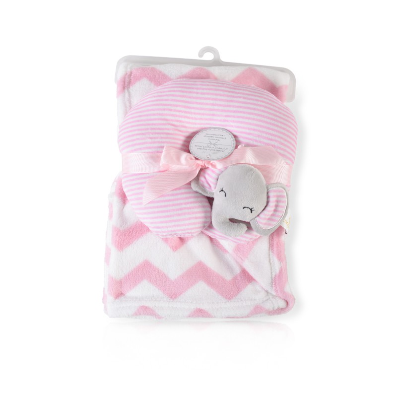 Baby Blanket 90/75 cm with a pillow Sammy pink