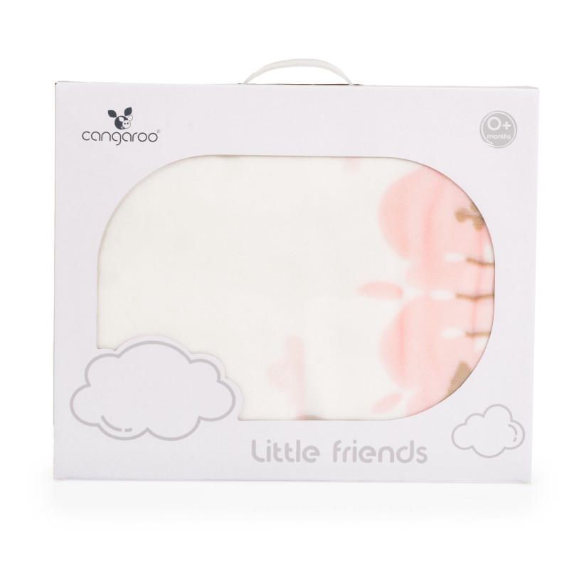 Baby blanket with sherpa 80x110 cm Little friends pink