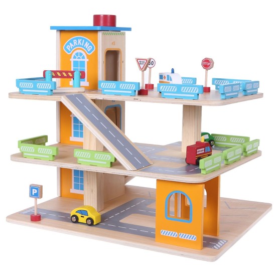 Wooden Garage Track with Elevator + Cars Wooden Garage Track with Elevator + Cars