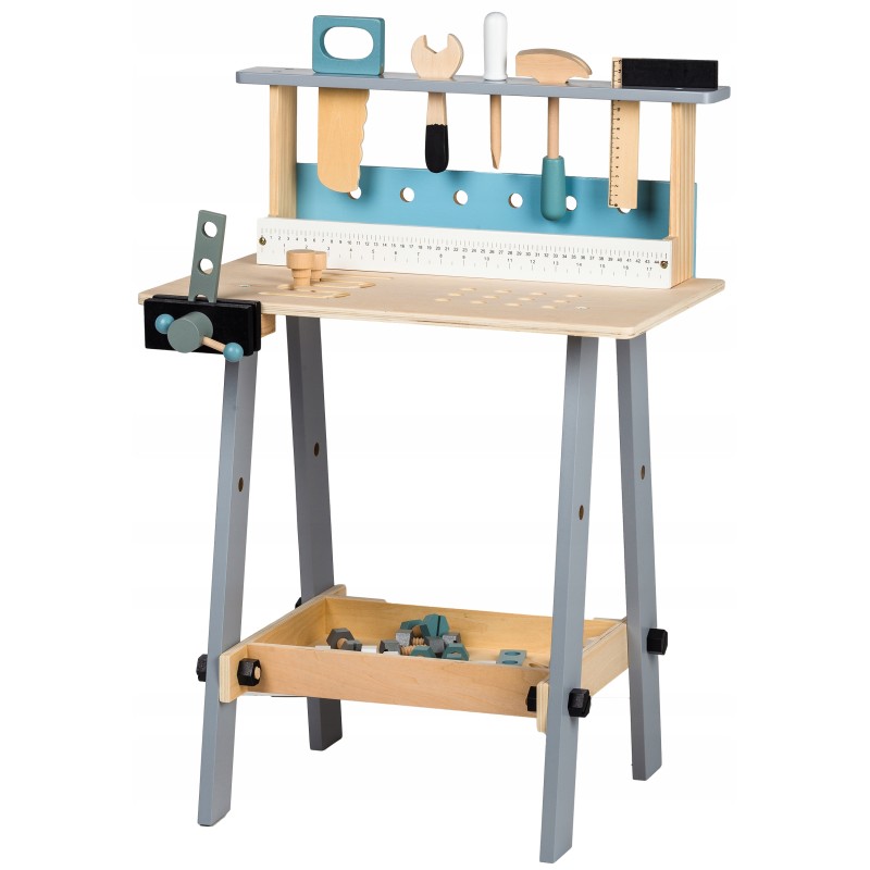 Wooden workshop table with tools 32 elements Ecotoys