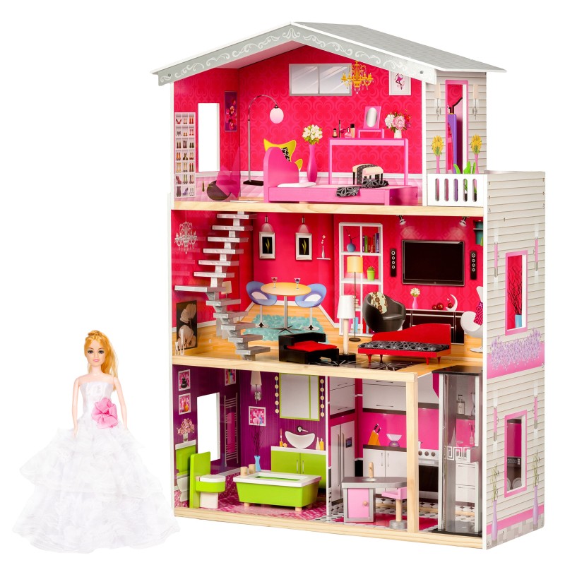 Large wooden dollhouse with an elevator - Malibu Residence ECOTOYS