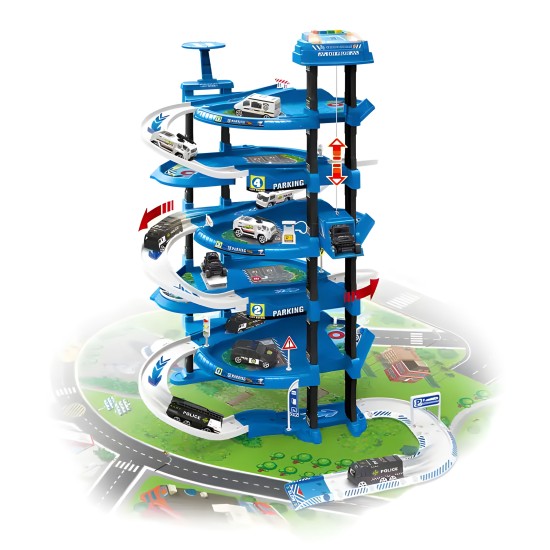Police parking set XXL + city play mat, 82 pieces Police parking set XXL + city play mat, 82 pieces