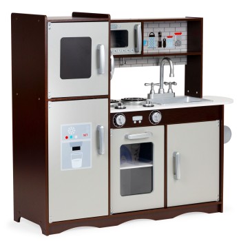 Large wooden kids kitchen stove + cooking accessories