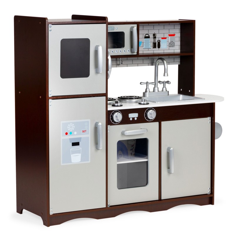 Large wooden kids kitchen stove + cooking accessories