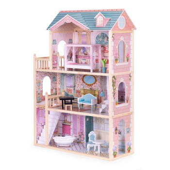 Large wooden dollhouse, 3 floors, 11 pieces of furniture, ECOTOYS