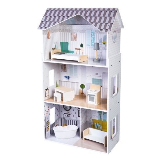 Wooden dolls house with furnitures Grace residence ECOTOYS