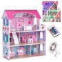 Wooden dollhouse with LED lighting + furniture set ECOTOYS