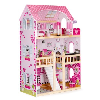 Wooden dollhouse with LED furniture ECOTOYS