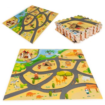 Foam mat for children safari puzzle 9el 93x93cm