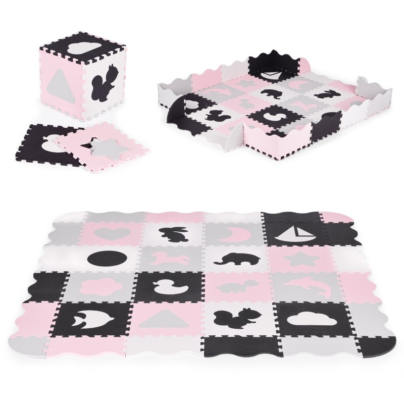 Foam mat with a fence puzzle dry pool 36 elements ECOTOYS