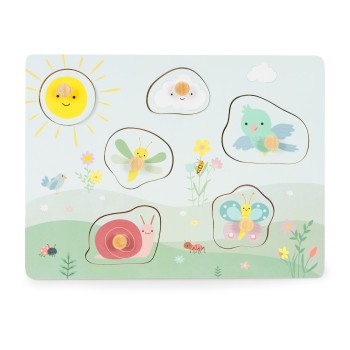 Wooden sensory board with different types of material