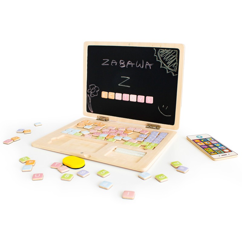 Wooden educational laptop ECOTOYS magnetic board