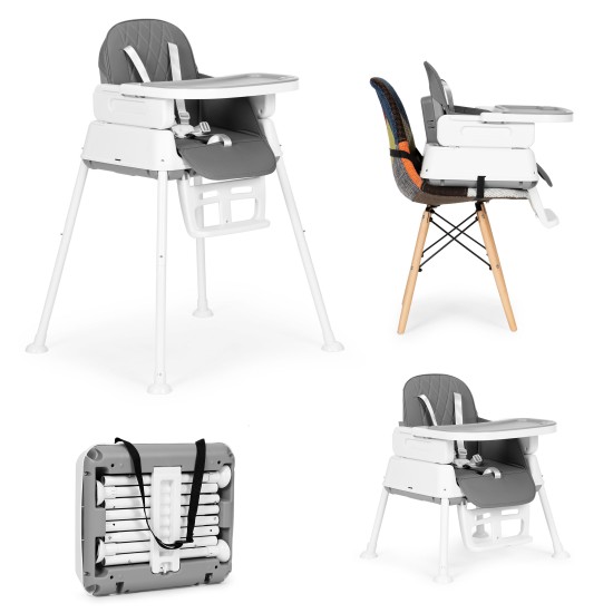 3-in-1 foldable childrens feeding chair ECOTOYS gray