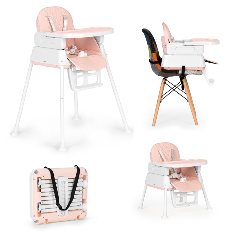 3-in-1 foldable childrens feeding chair ECOTOYS pink