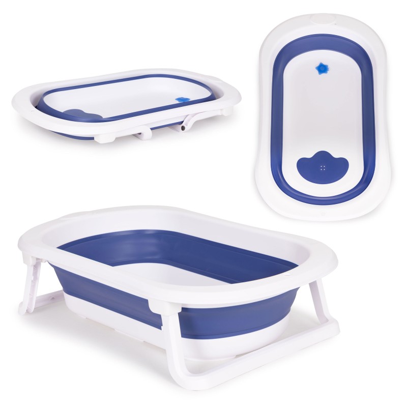 Baby bathtub Folding tourist bathtub with drain Ecotoys blue