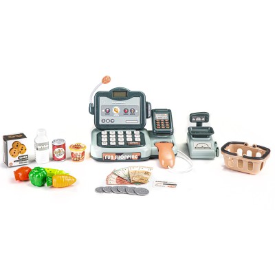 Store cash register, products, scanner, calculator, sounds