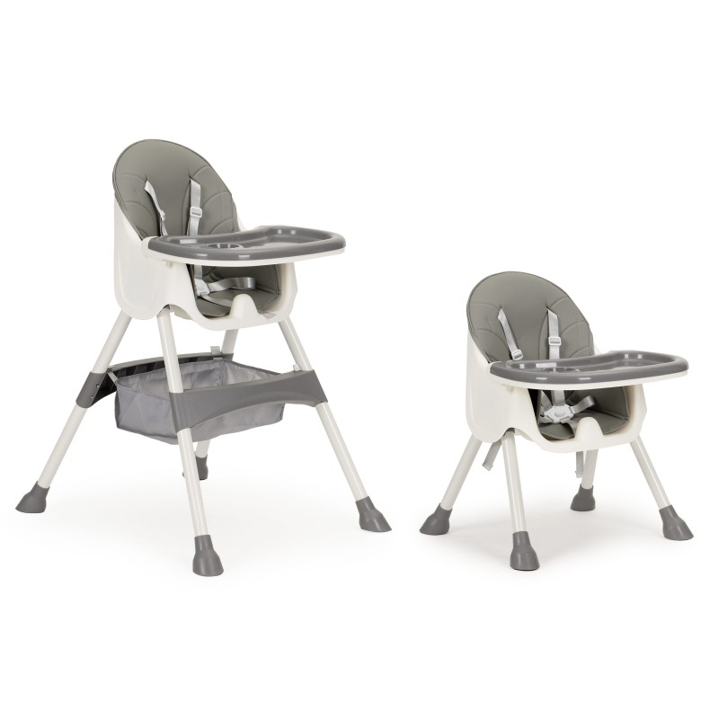 2-in-1 feeding chair with 5-point belts ECOTOYS, gray