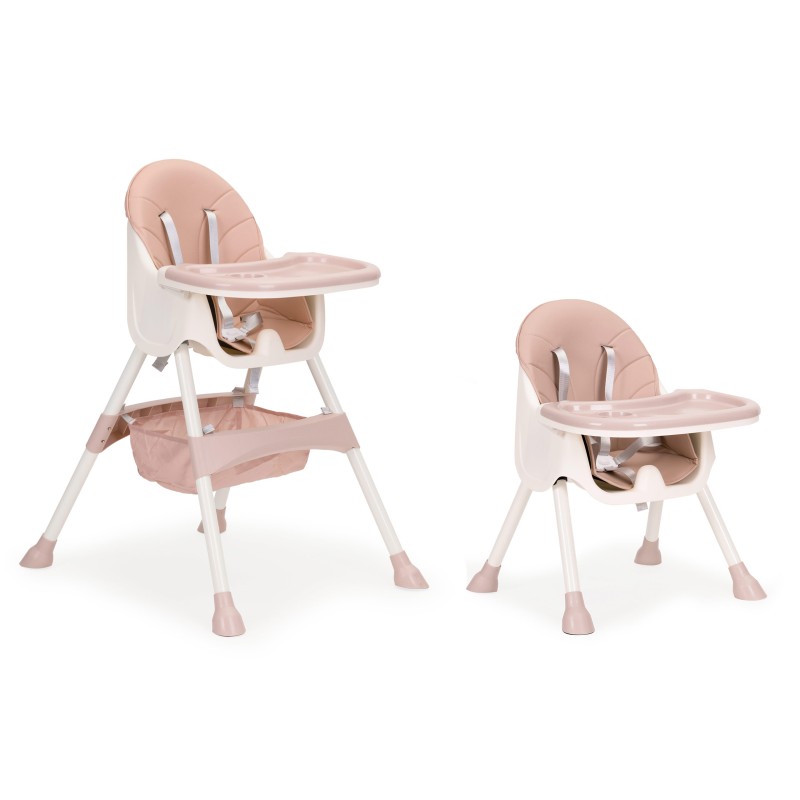 2-in-1 feeding chair with 5-point belts ECOTOYS pink