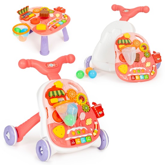 Push bike, scooter, interactive educational table 4in1 for children red