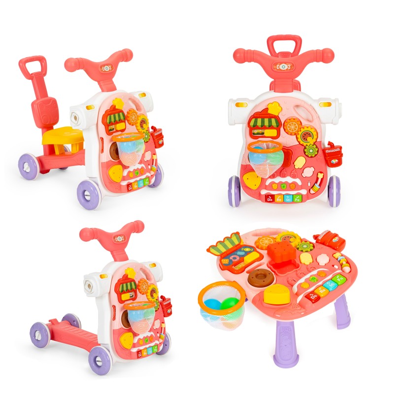 Push bike, scooter, interactive educational table 4in1 for children red