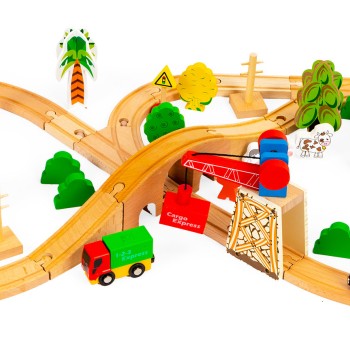 Wooden railroad tracks for batteries of 78 elements Ecotoys