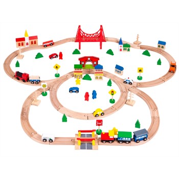 Wooden railroad for batteries 90 elements Ecotoys