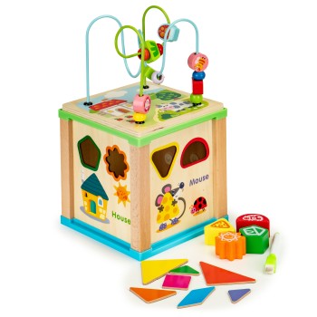 Wooden sorter educational cube + board sorter Ecotoys,