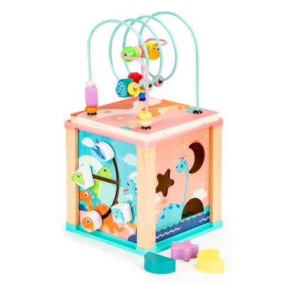 Wooden educational cube, ECOTOYS mula sorter