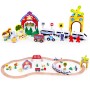 Wooden railroad train set for batteries Ecotoys