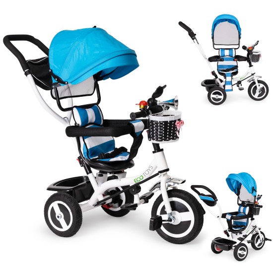 Tricycle, wheeled carriage, rotating blue roof Tricycle, wheeled carriage, rotating blue roof