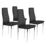 Eco-leather chairs for the living room and dining room, 4 pcs. chrome legs, black