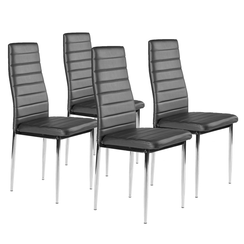 Eco-leather chairs for the living room and dining room, 4 pcs. chrome legs, gray