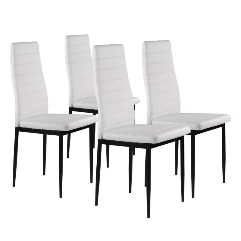 Set of 4 dining room chairs for living room with Eco-Leather, ergonomic backrest, white