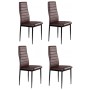 A set of 4 dining room chairs for the living room made of eco-leather with contoured backrest, brown