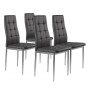Set of 4 chairs for the living room or dining room, simple quilted chair, chrome legs, gray eco-leather