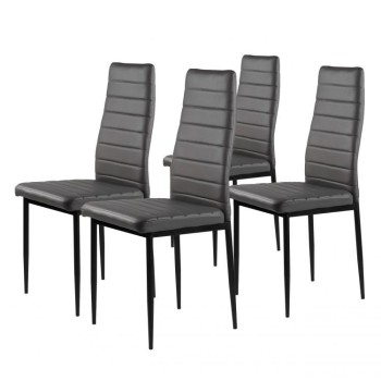 Set of 4 chairs for living room and dining room with Eco-Leather, ergonomic backrest, grey