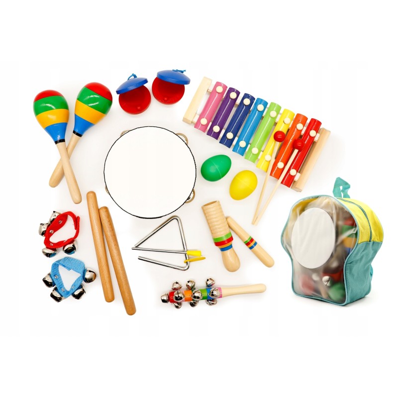 Musical set of 10 instruments for children + backpack ECOTOYS
