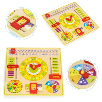 Wooden educational manipulative board, calendar clock ECOTOYS