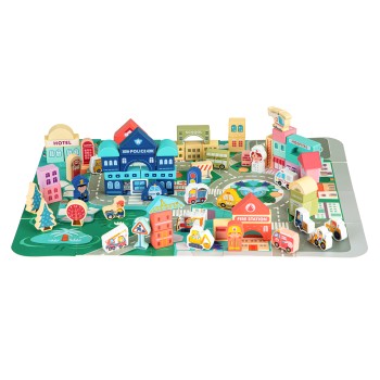 Wooden educational blocks city mat 121 pcs ECOTOYS