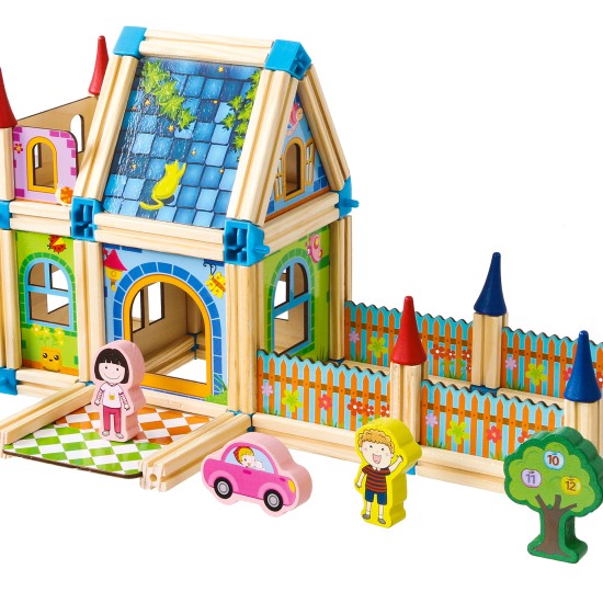 Wooden construction blocks building a house 6in1 ECOTOYS Wooden construction blocks building a house 6in1 ECOTOYS