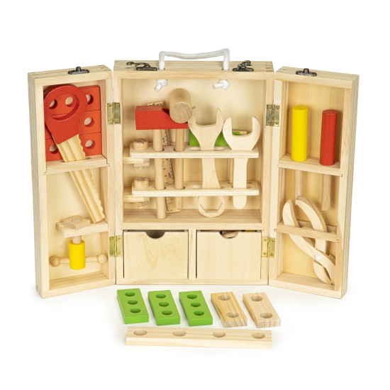 Wooden tools in a workshop box, XXL set ECOTOYS Wooden tools in a workshop box, XXL set ECOTOYS