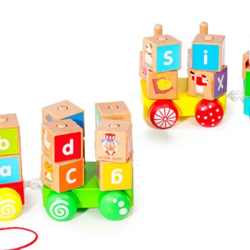 Wooden train large educational blocks alphabet Ecotoys