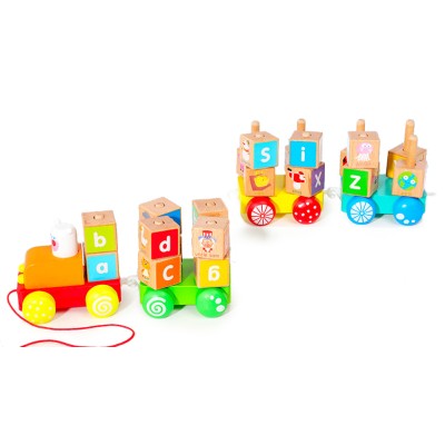 Wooden train large educational blocks alphabet Ecotoys