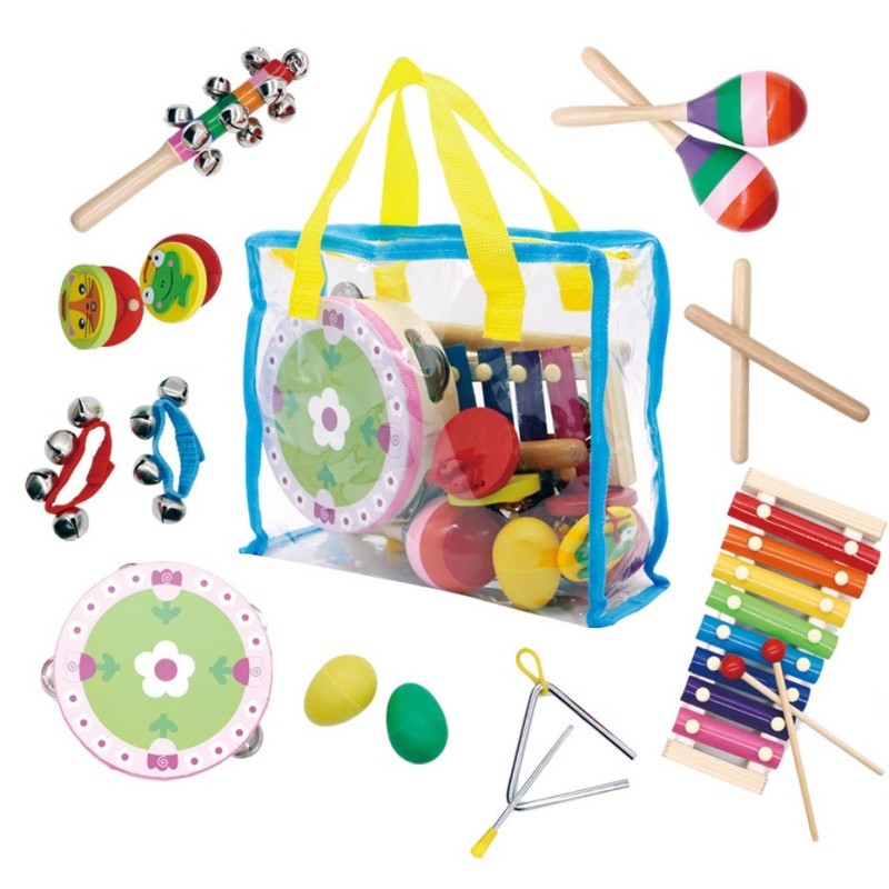 Music set of 14 instruments + bag Ecotoys